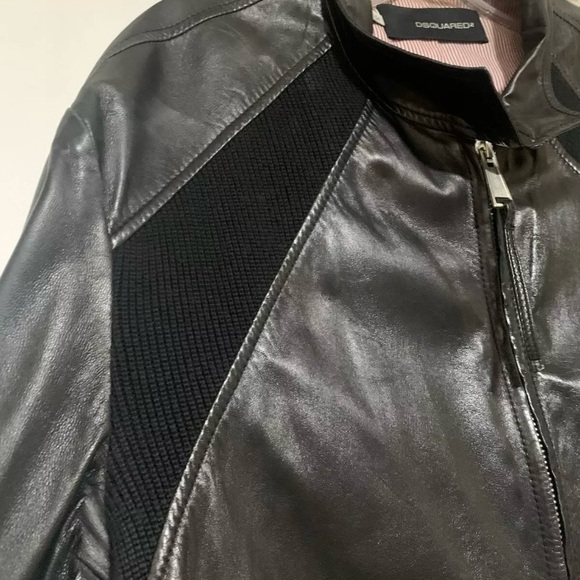 DSQUARED2 LEATHER BIKER JACKET IN SIZE 54 - Picture 7 of 10